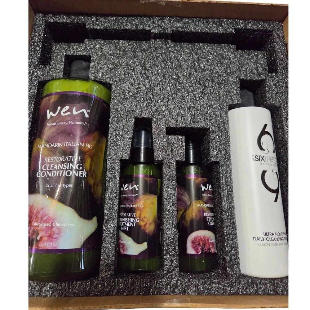 NEW Wen Chaz Dean Mandarin Italian Fig 32oz Cleansing Conditioner Hair Gift Set